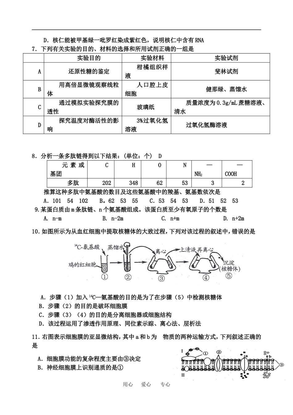江苏省新沂市三星级高中2010届高三生物联考试卷人教版必修一_第2页