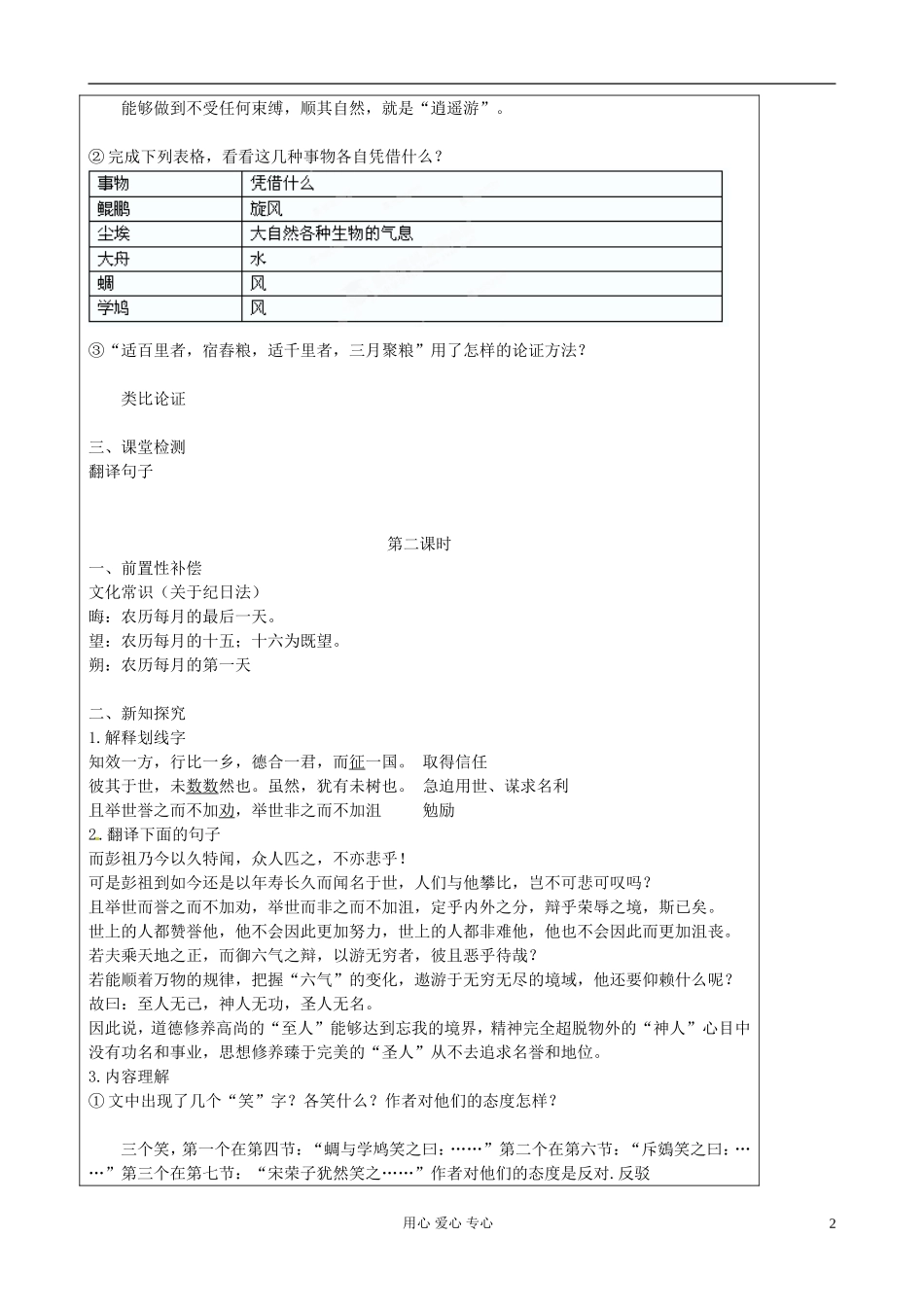 江苏省扬州市安宜高级中学高二语文B部《逍遥游》导学案_第2页