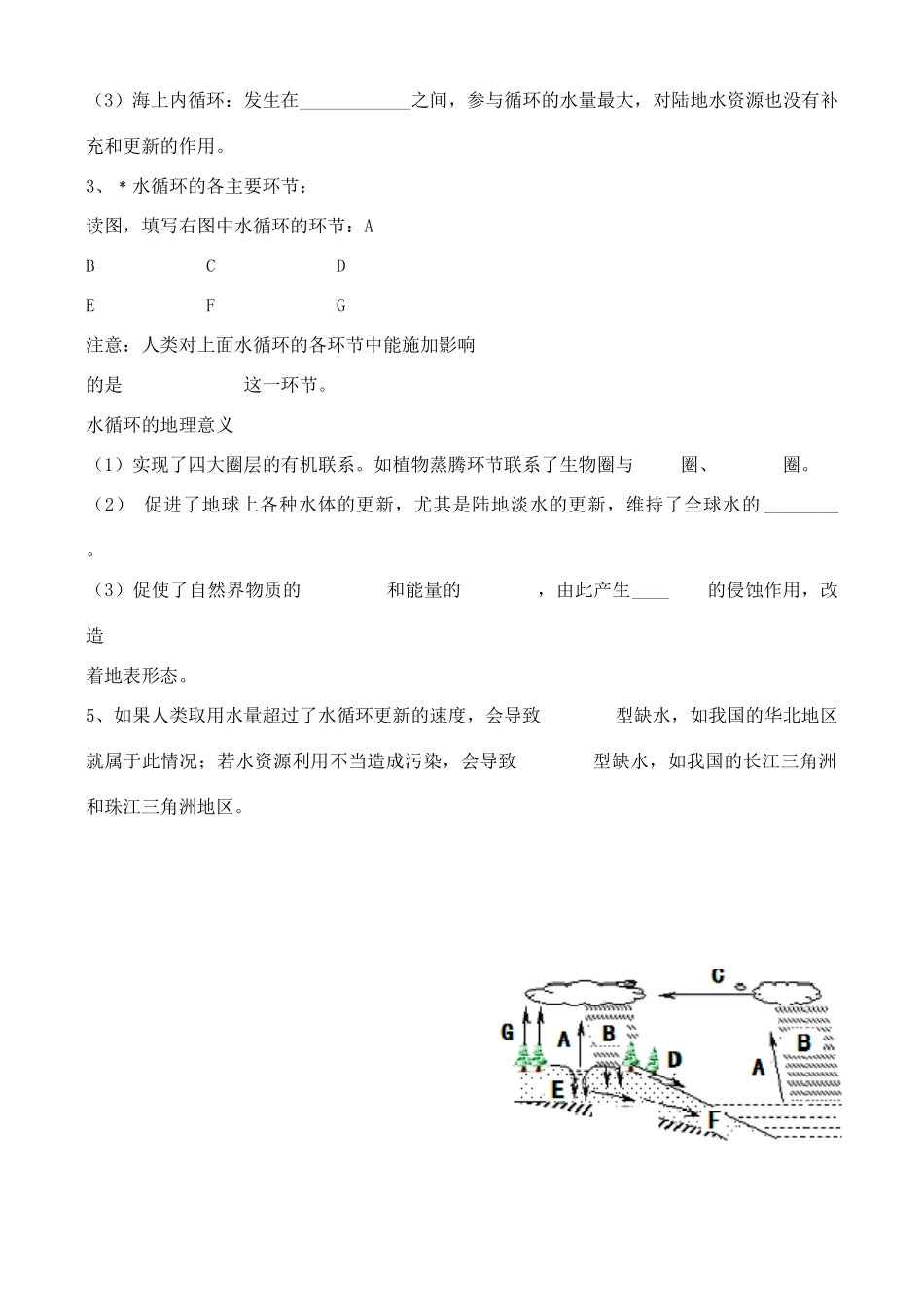 江苏省徐州市王杰中学2014年秋高中地理 第二单元 第三节 水圈和水循环（第1课时）学案 鲁教版必修1_第2页