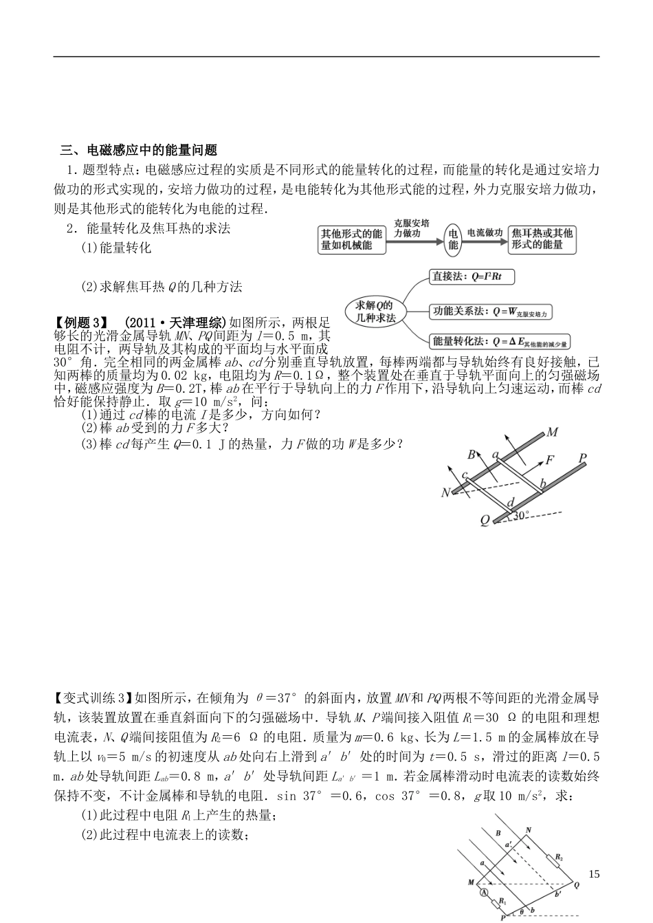 江苏省桃州中学2013高考物理一轮复习 4.4 法拉第电磁感应定律的综合应用导学案 新人教版选修3-2_第3页
