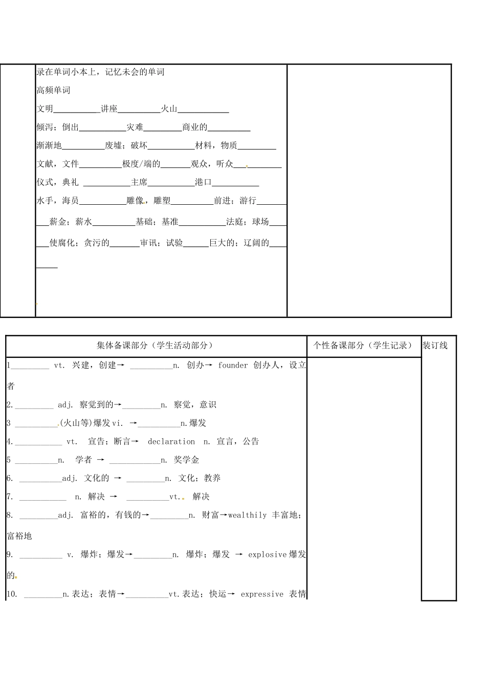 江苏省徐州市铜山县高三英语一轮复习 Module 3 Unit 3 Back to the past（一）教学案-人教版高三全册英语教学案_第2页