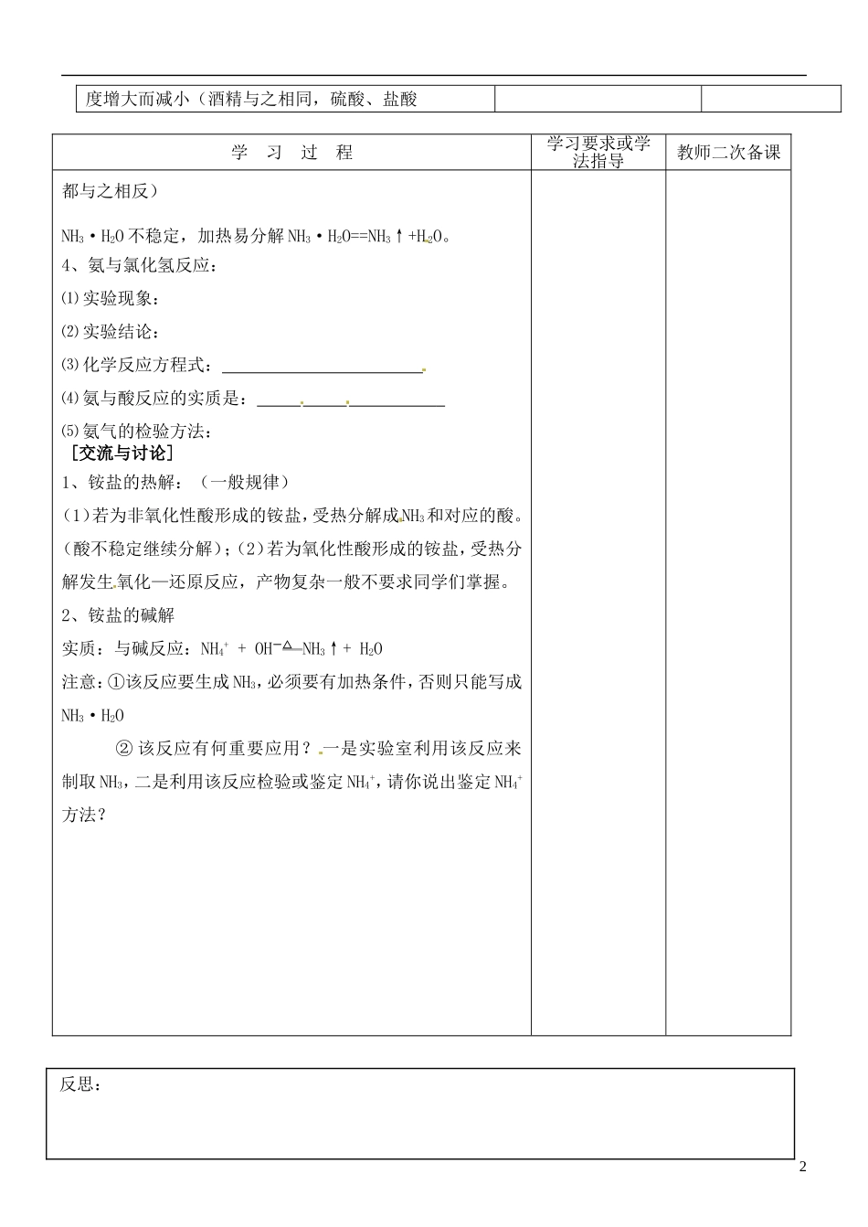 江苏省徐州市王杰中学高中化学 氮肥的生产和应用教学案 新人教版必修1_第2页