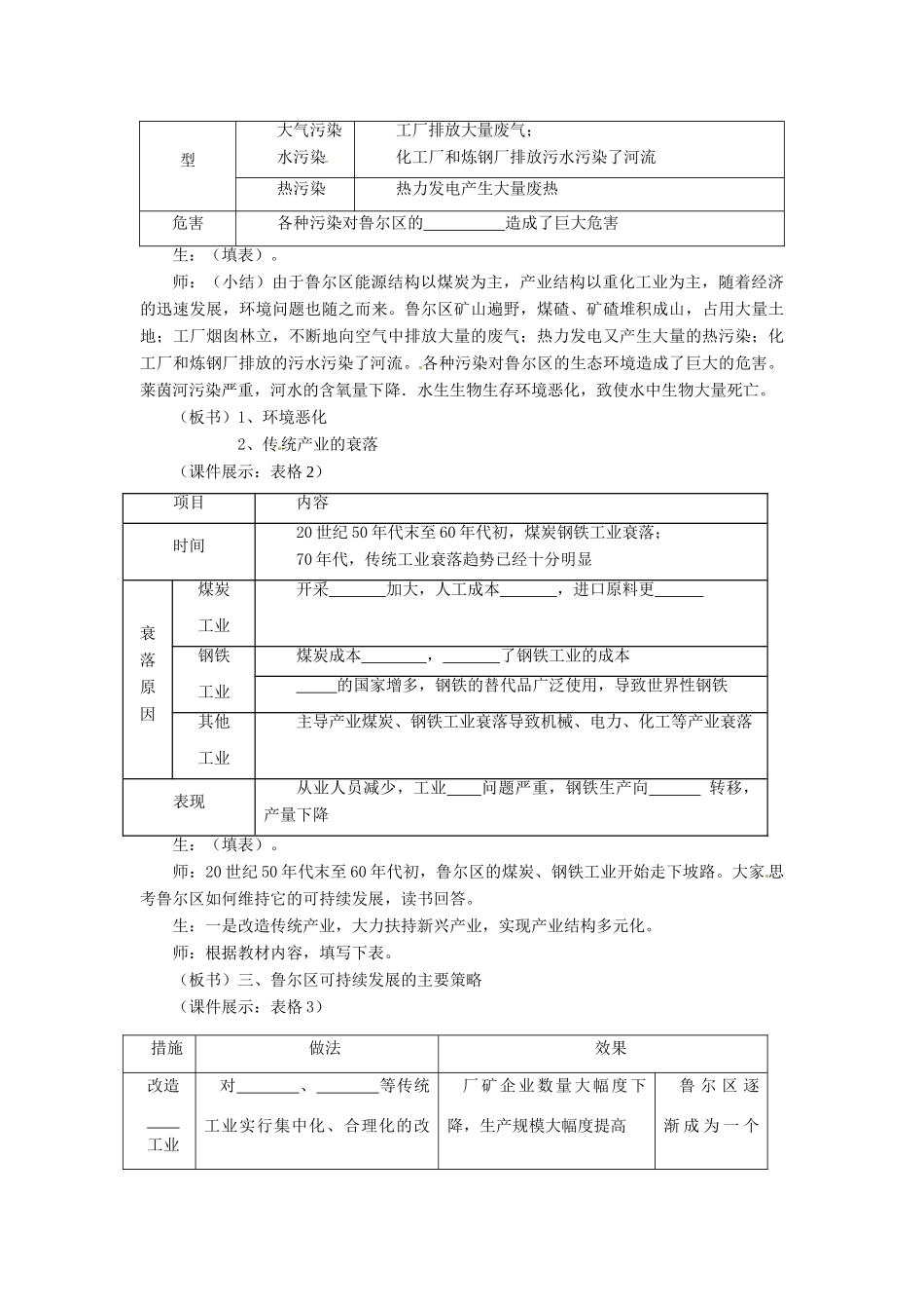 江苏省淮安市清河中学高中地理《资源开发与区域可持续发展—以德国鲁尔区为例》学案 新人教版必修3_第3页