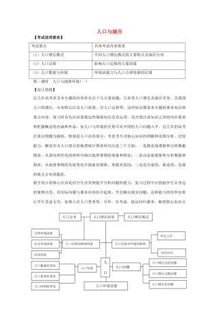 江苏省扬州市高考地理二轮专题复习 人口与城市 第1课时 人口与地理环境（一）教案-人教版高三全册地理教案