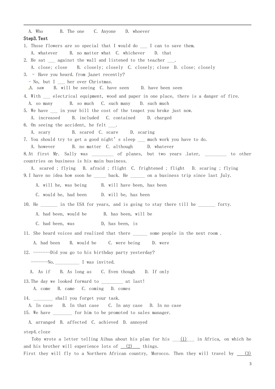 江苏省徐州市王杰中学高中英语 unit2 Reading 2学案 新人教版必修2_第3页