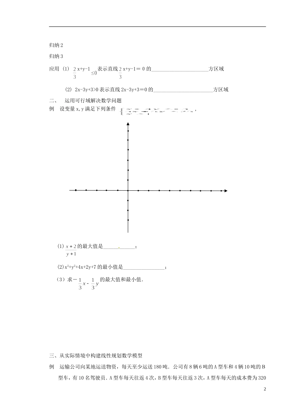 江苏省海安县实验中学2014高中数学 3.3 二元一次不等式组与简单的线性规划问题教案 新人教A版必修5_第2页
