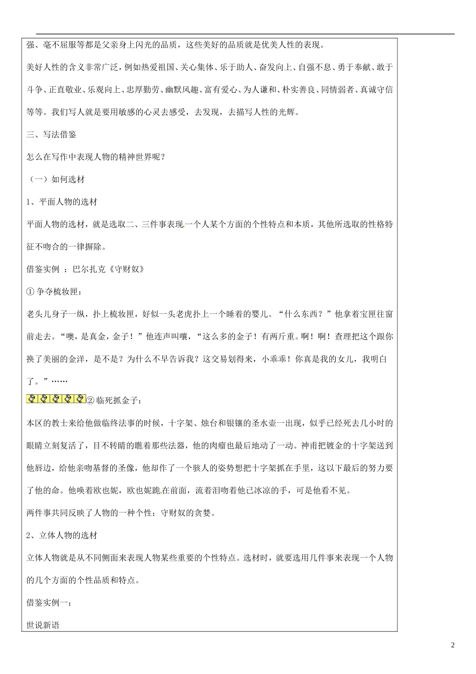 江苏省徐州市王杰中学高中语文《作文训练—人性光辉 写人要凸显个性》导学案 新人教版必修3_第2页