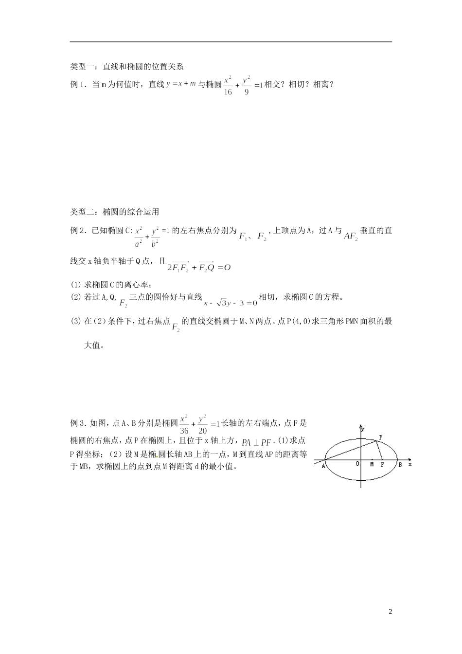 江苏省海门市包场高级中学高考数学一轮复习 椭圆06教学案_第2页