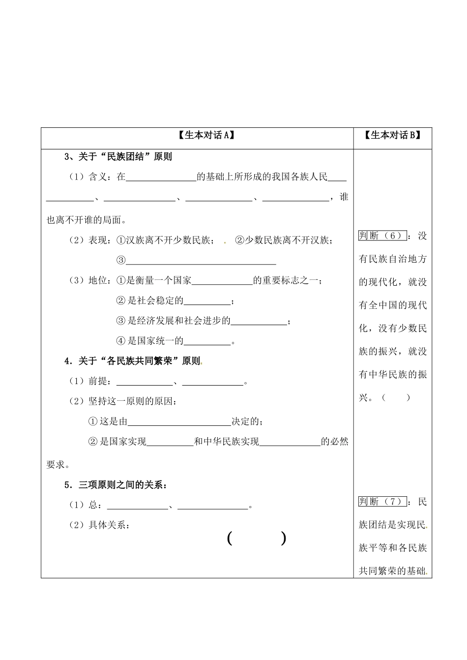 江苏省淮安市清河中学2014高考政治《政治生活》（对话单）之“2—71处理民族关系的原则”教学案_第3页