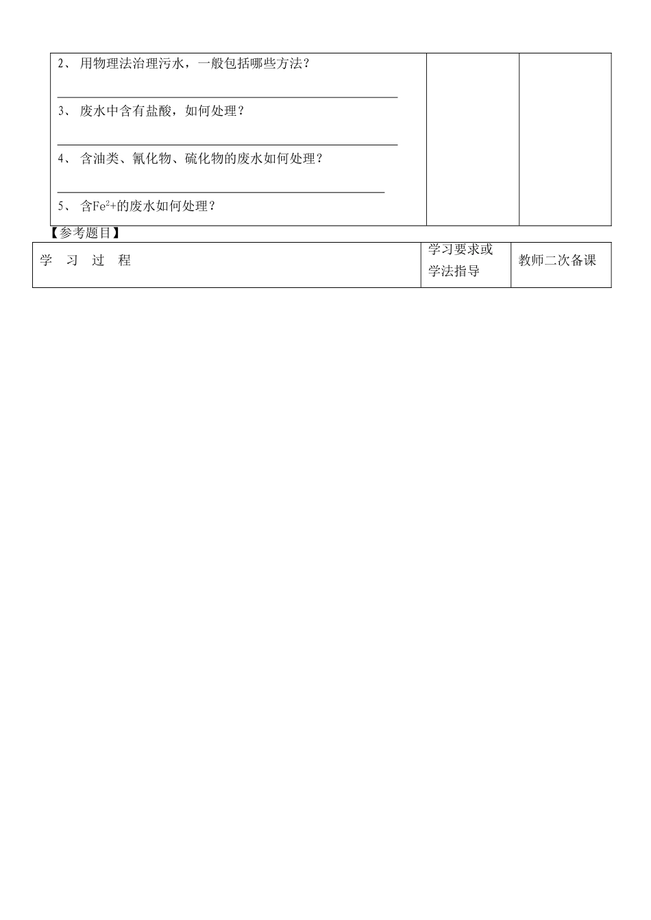 江苏省徐州市王杰中学苏教版2014高中化学 化学与生活 专题一 第二单元 水资源合理利用（第2课时）导学案 苏教版选修1_第2页