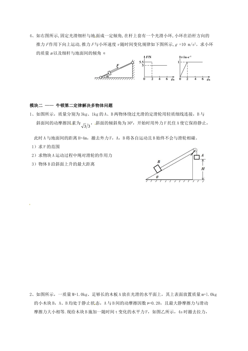 江苏省张家港市高三物理复习 牛顿第二定律解决动力学问题教学案-人教版高三全册物理教学案_第2页