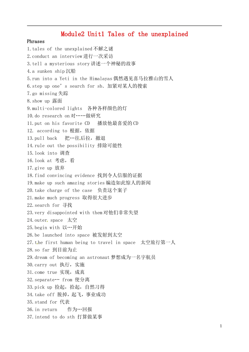 江苏省淮安中学II部高二英语 M2U1 必备词组和句子导学案 牛津译林版_第1页