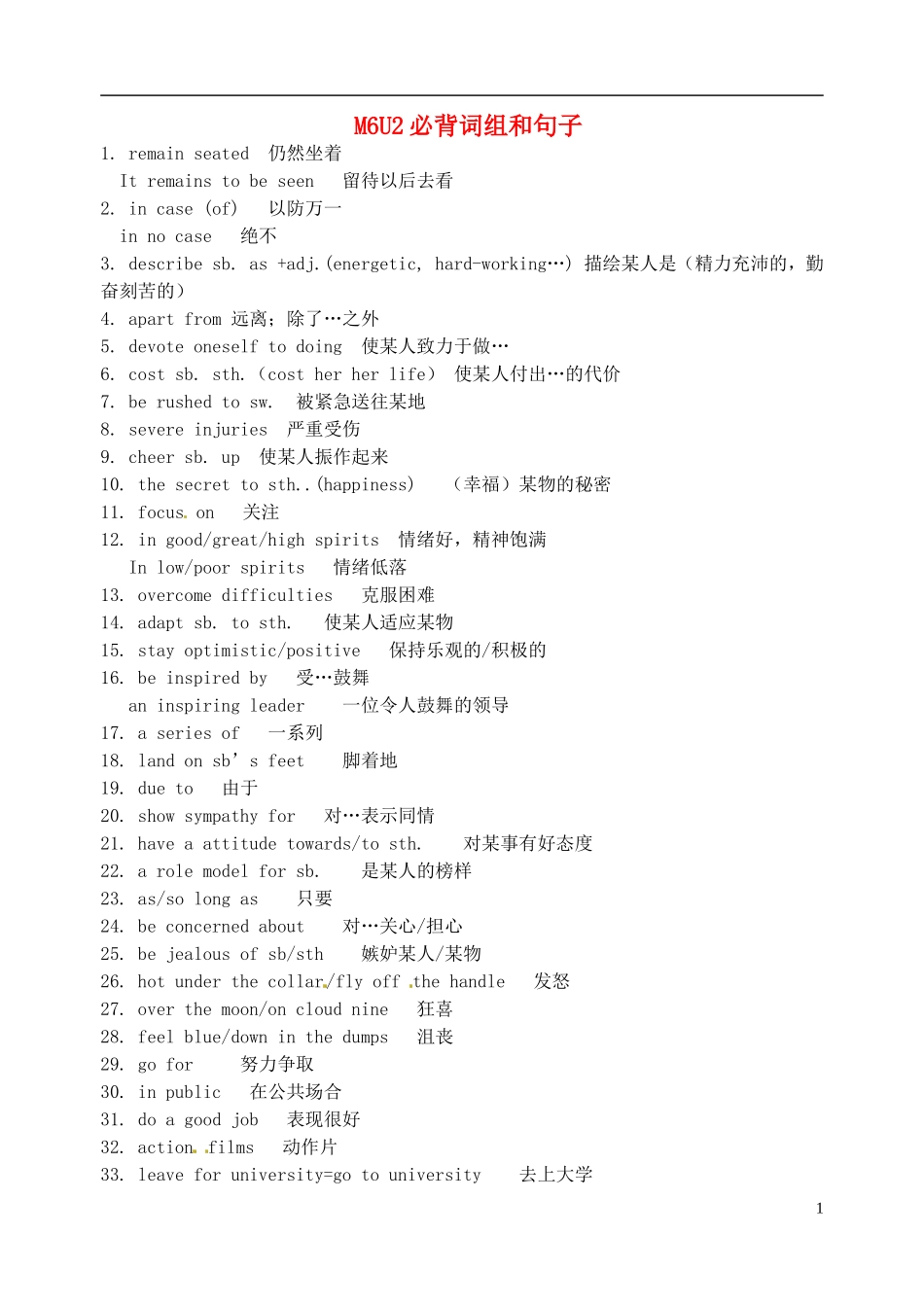江苏省淮安中学II部高二英语 M6U2 词组句子导学案 牛津译林版_第1页