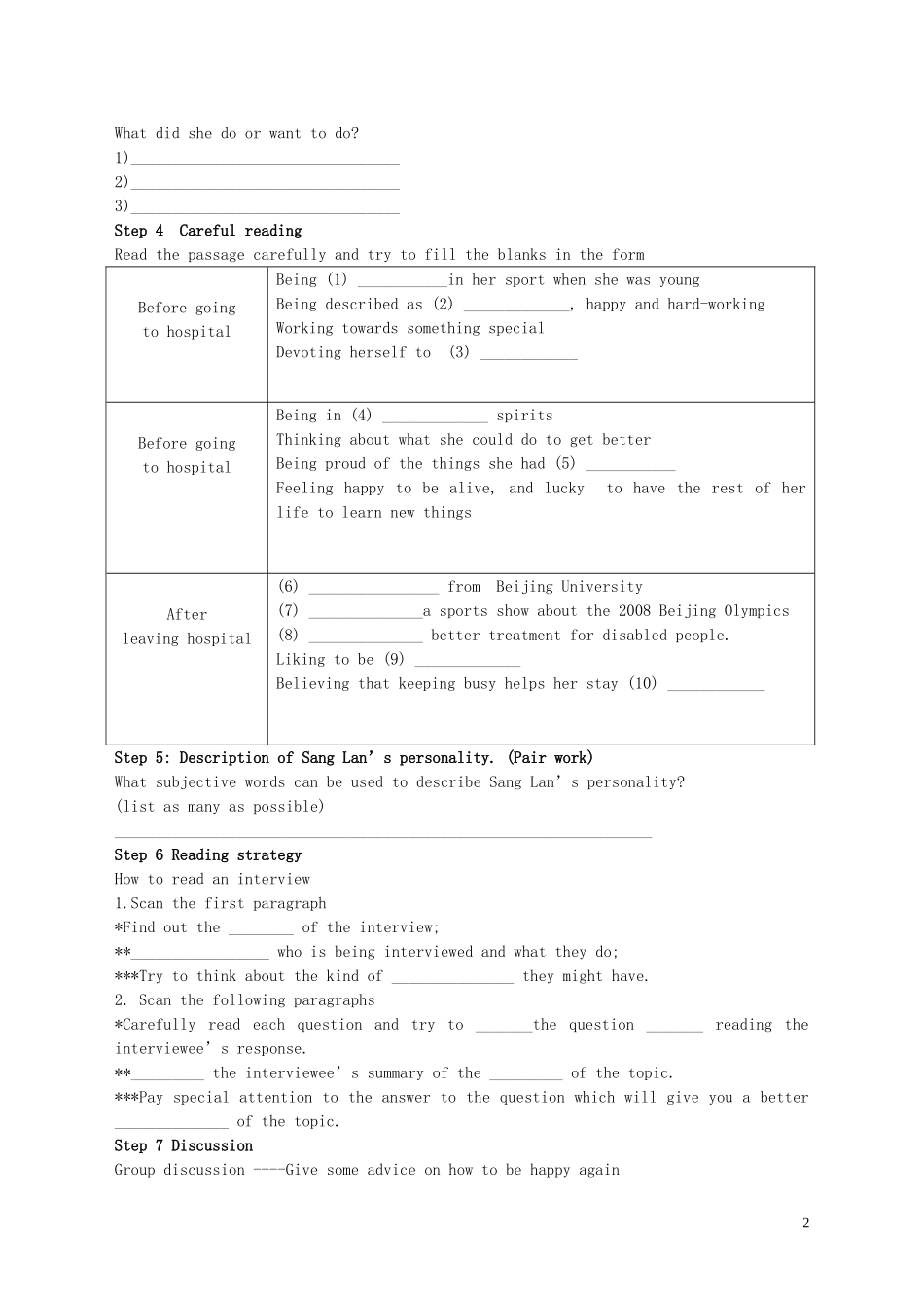 江苏省海门市包场高级中学高二英语《M6 Unit2 What is happiness to you》reading导学案_第2页