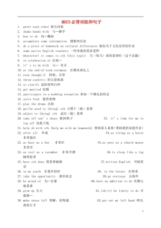 江苏省淮安中学II部高二英语 M6U3 句子和短语导学案 牛津译林版
