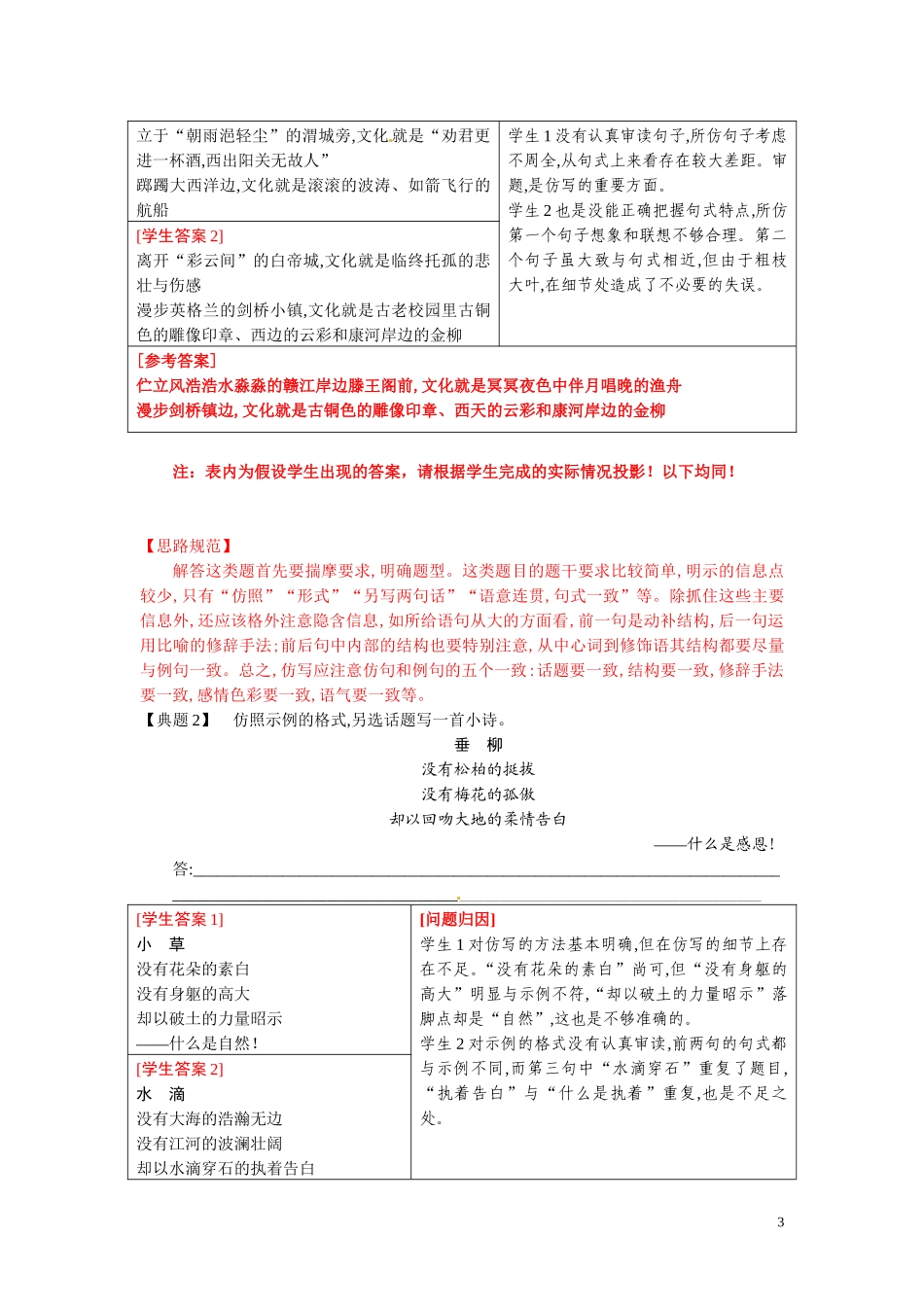 江苏省海门市包场高级中学高三语文二轮复习 情境表达的形似与神似学案_第3页