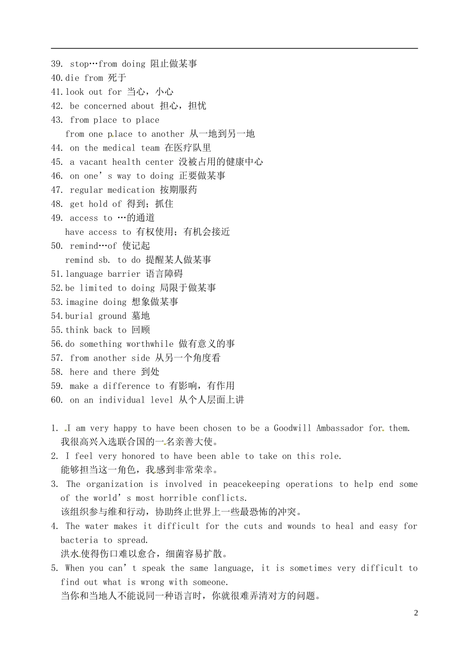 江苏省淮安中学II部高二英语 M6U4 必背短语和句子导学案 牛津译林版_第2页