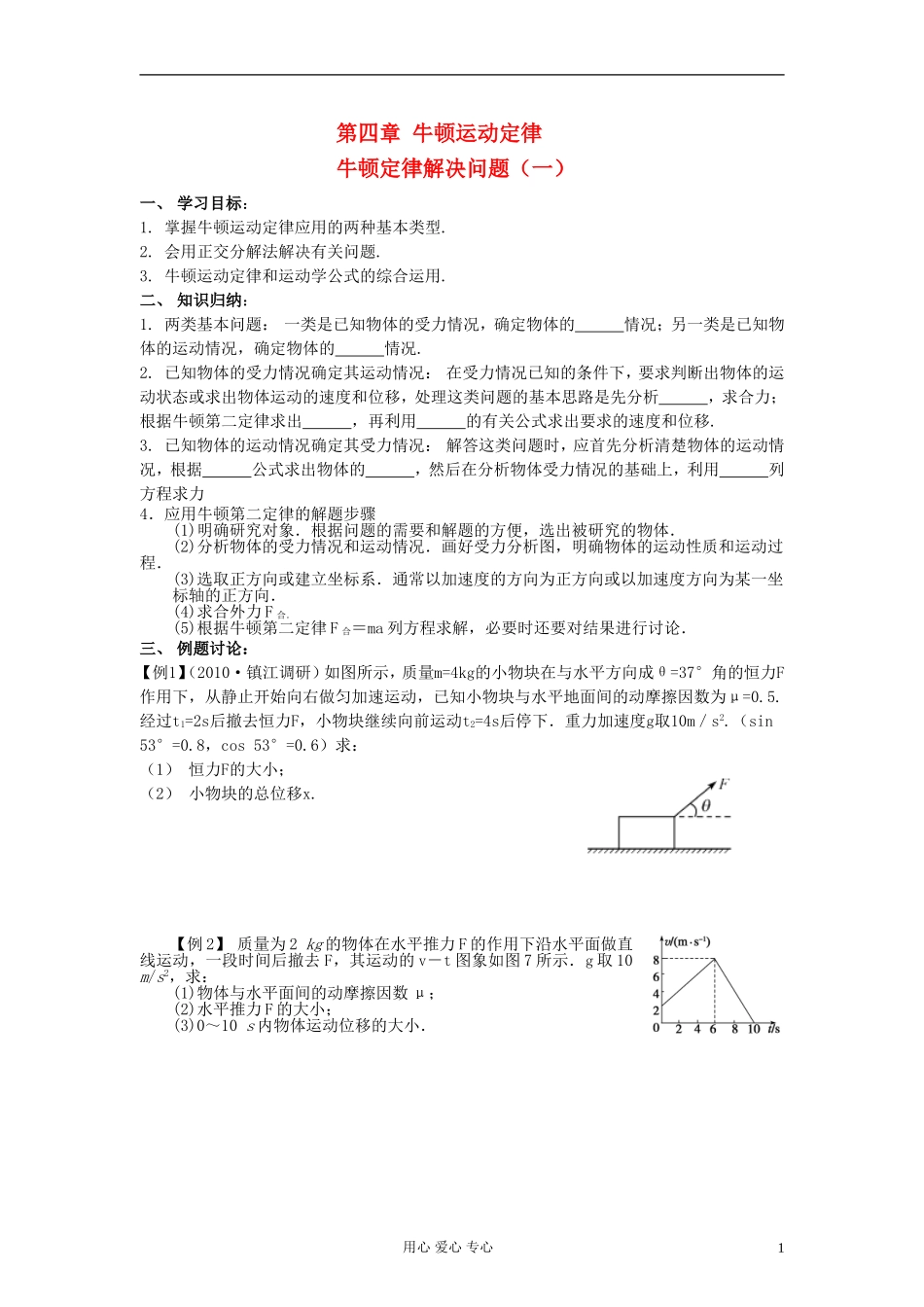 江苏省溧阳市2013届高三物理一轮复习 牛顿运动定律--牛顿第二定律应用1学案 新人教版_第1页