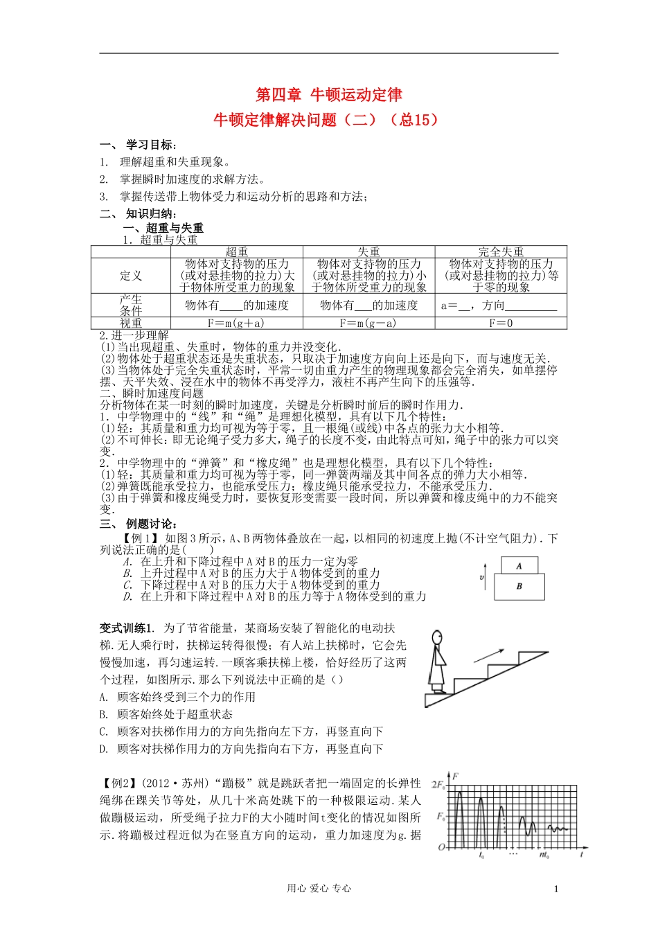 江苏省溧阳市2013届高三物理一轮复习 牛顿运动定律--牛顿第二定律应用2学案 新人教版_第1页