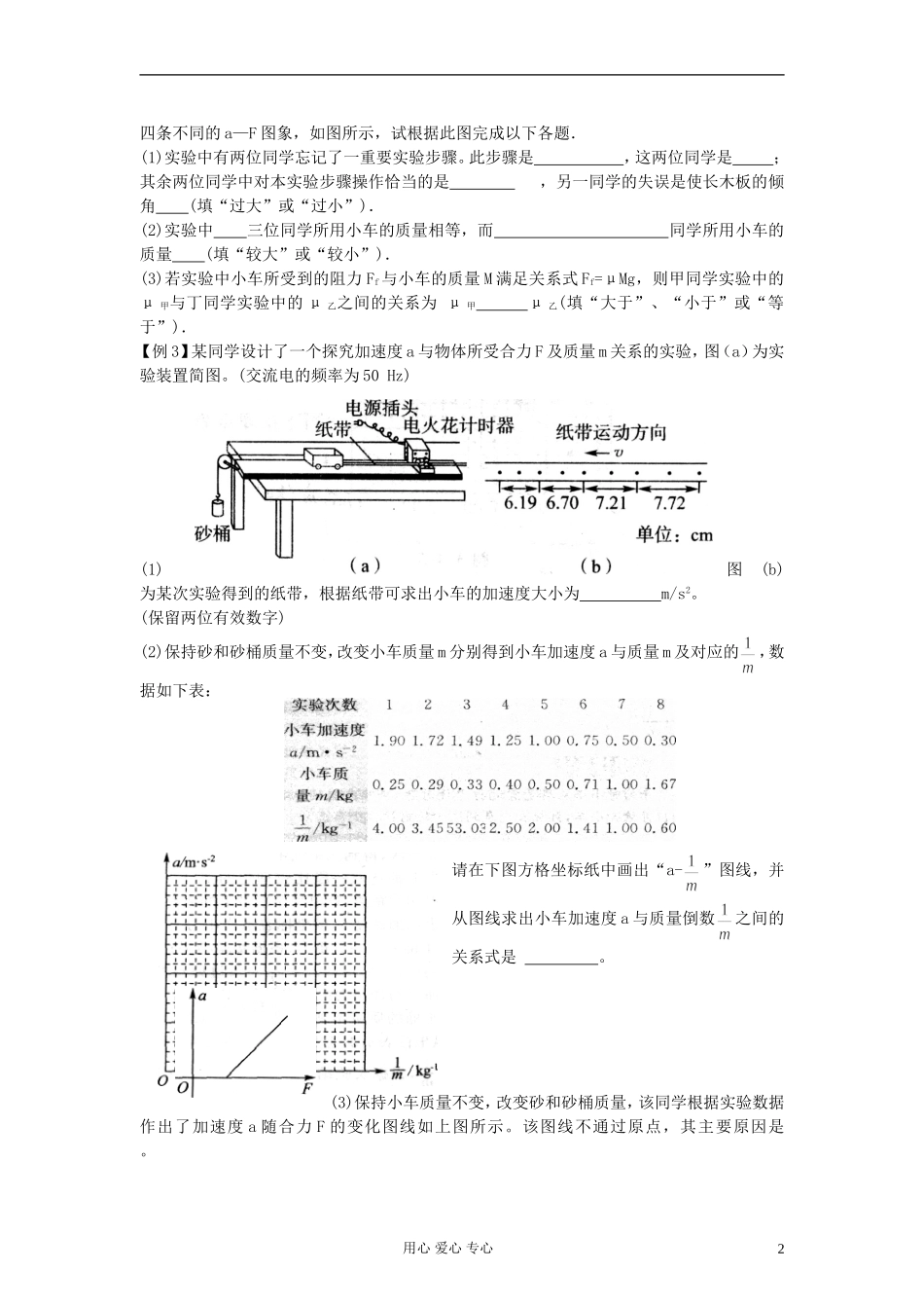 江苏省溧阳市2013届高三物理一轮复习 牛顿运动定律--实验 验证牛顿第二定律学案 新人教版_第2页