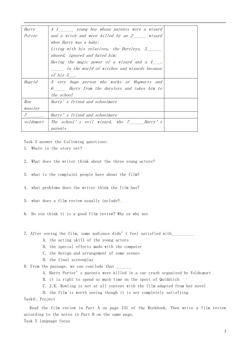 江苏省淮安中学II部高二英语 M8U4 project导学案 牛津译林版_第2页