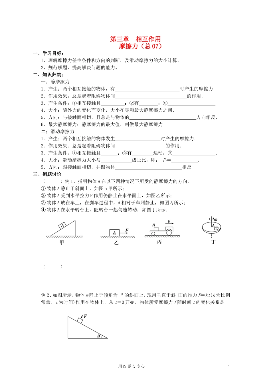 江苏省溧阳市2013届高三物理一轮复习 相互作用2学案 新人教版_第1页