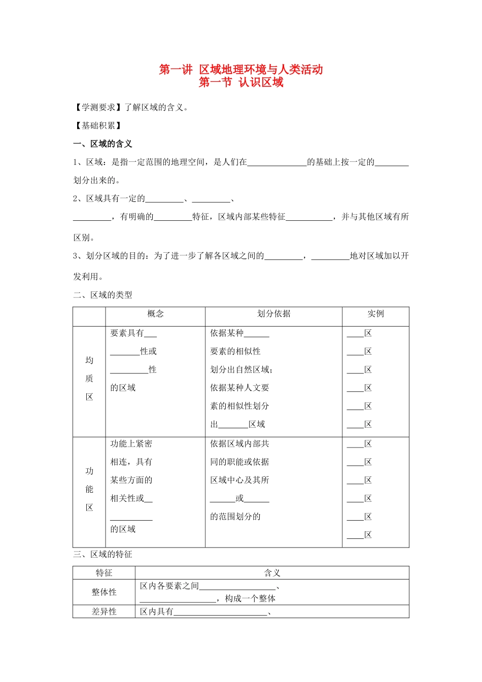 江苏省海头高级中学2012届高三地理一轮复习 第1讲 第1节 认识区域导学案_第1页