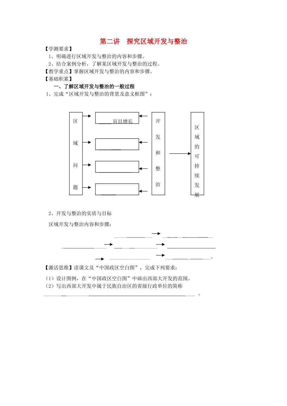 江苏省海头高级中学2012届高三地理一轮复习 第2讲 探究区域开发与整治导学案_第1页