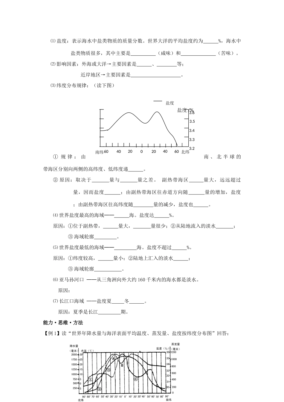 江苏省海头高级中学2012届高三地理一轮复习 第13讲 海水的温度和盐度导学案_第2页
