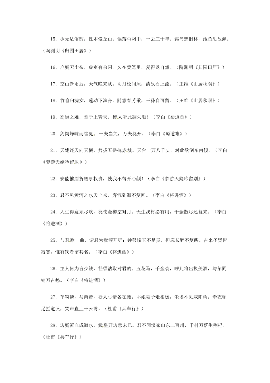 江苏省涟水中学2013年高考语文 必背诗词曲名句名篇_第2页