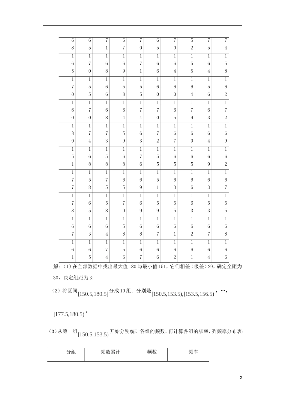 江苏省沭阳银河学校2013-2014学年高中数学 2.2.1《频率分布表》教案 苏教版必修3_第2页