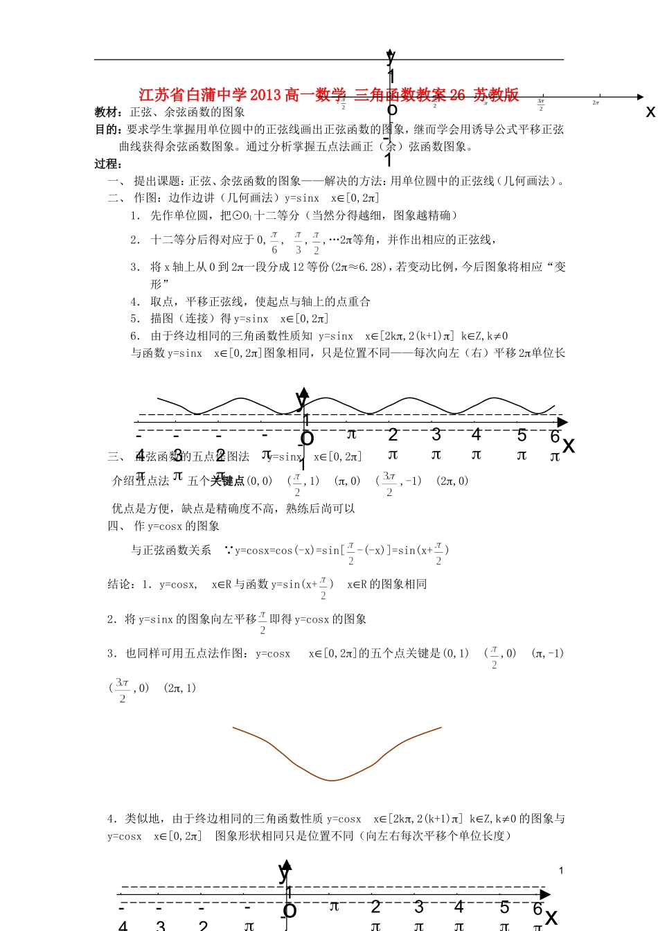 江苏省白蒲中学2013高一数学 三角函数教案26 苏教版_第1页