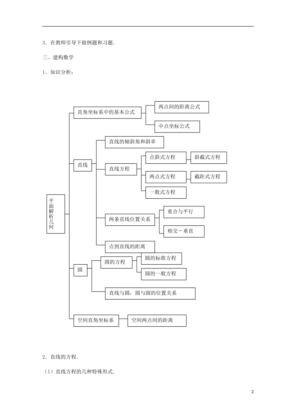 江苏省沭阳银河学校2013-2014学年高中数学 第2章《平面解析几何初步复习与小结》教案 苏教版必修2_第2页