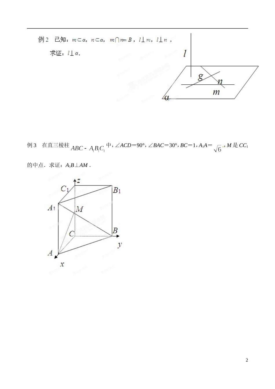 江苏省灌南高级中学2014高二数学 空间线面关系的判定学案_第2页