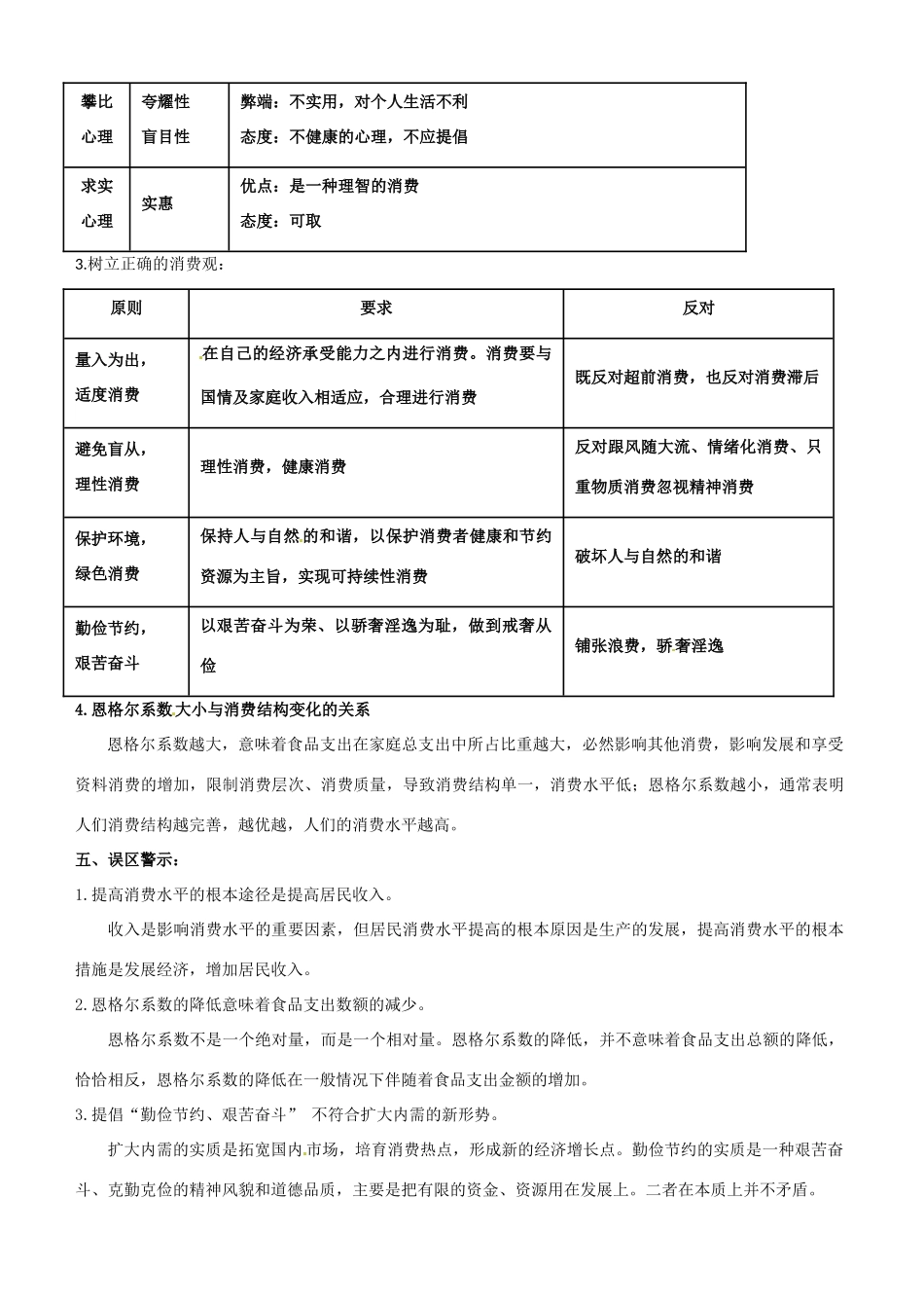 江苏省灌南高级中学2014年高中政治 第三课 多彩的消费学案 新人教版必修1_第2页