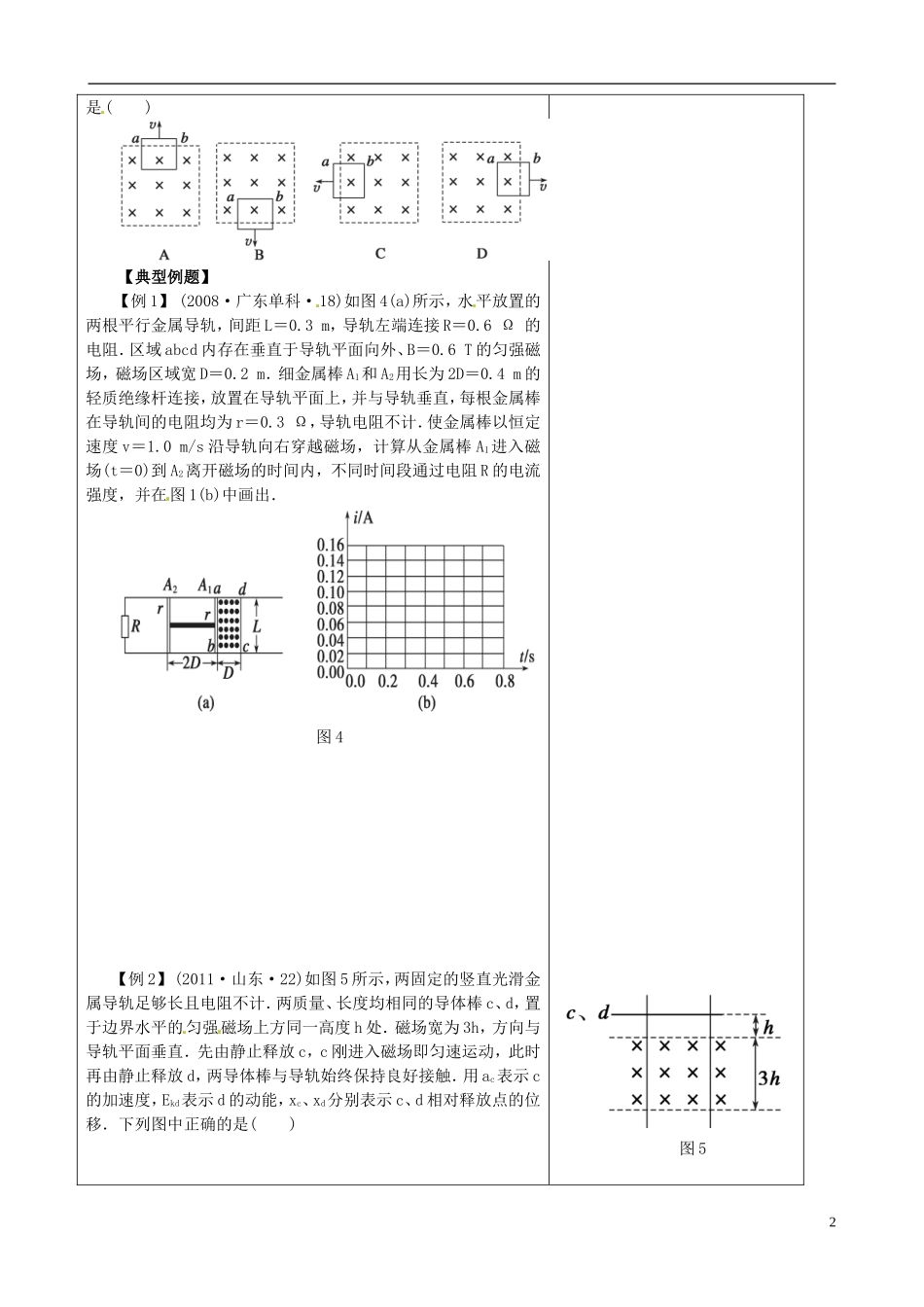 江苏省盐城市时杨中学2014届高考物理专题复习 电磁感应中的电路与图象问题导学案_第2页