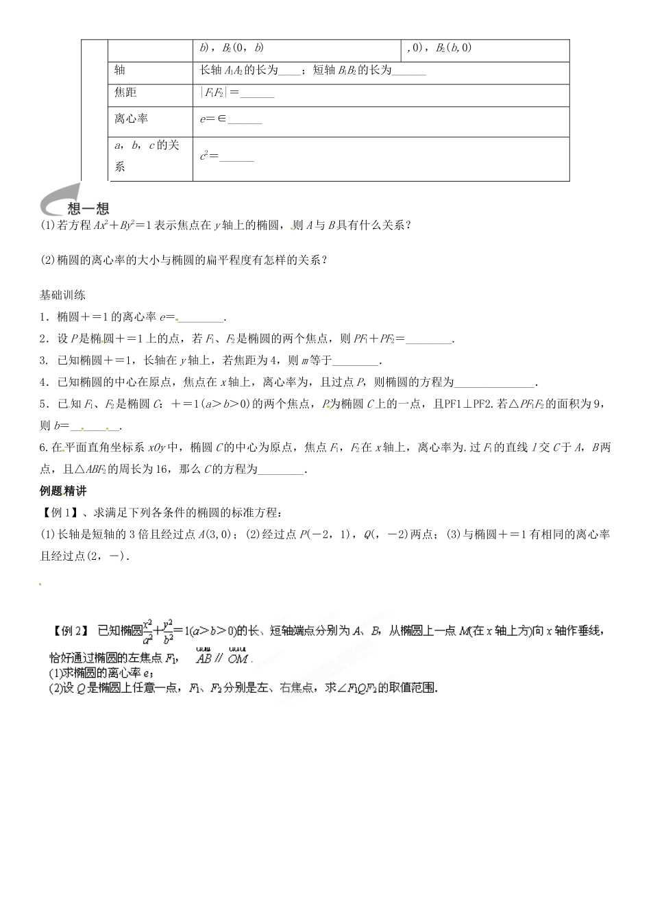 江苏省灌南高级中学高三数学 椭圆2复习导学案_第2页