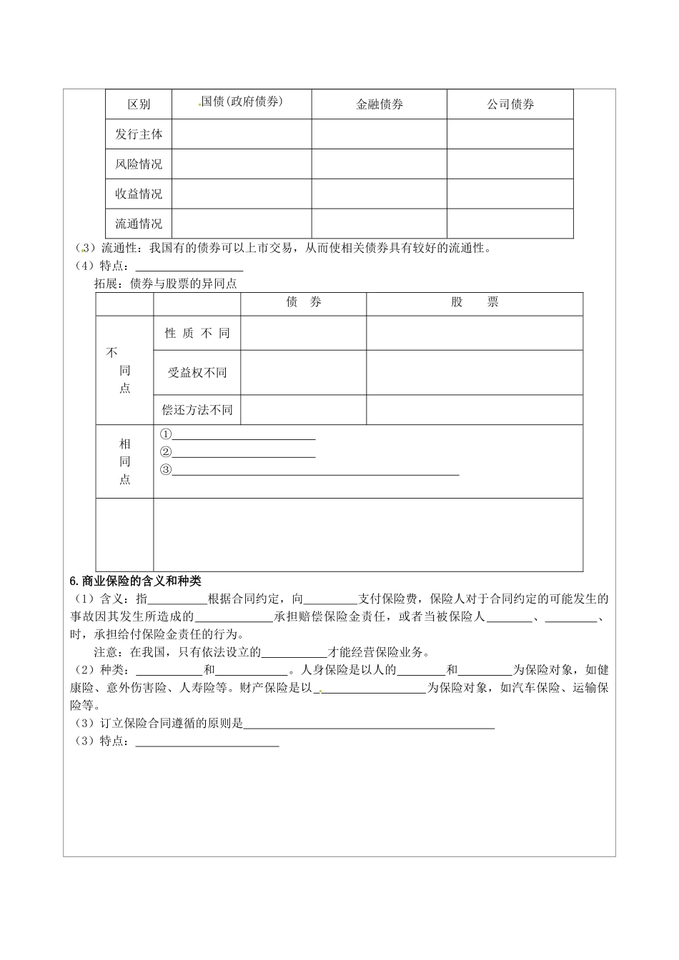 江苏省连云港市灌云县四队中学高三政治 第六课 投资理财的选择复习学案_第2页
