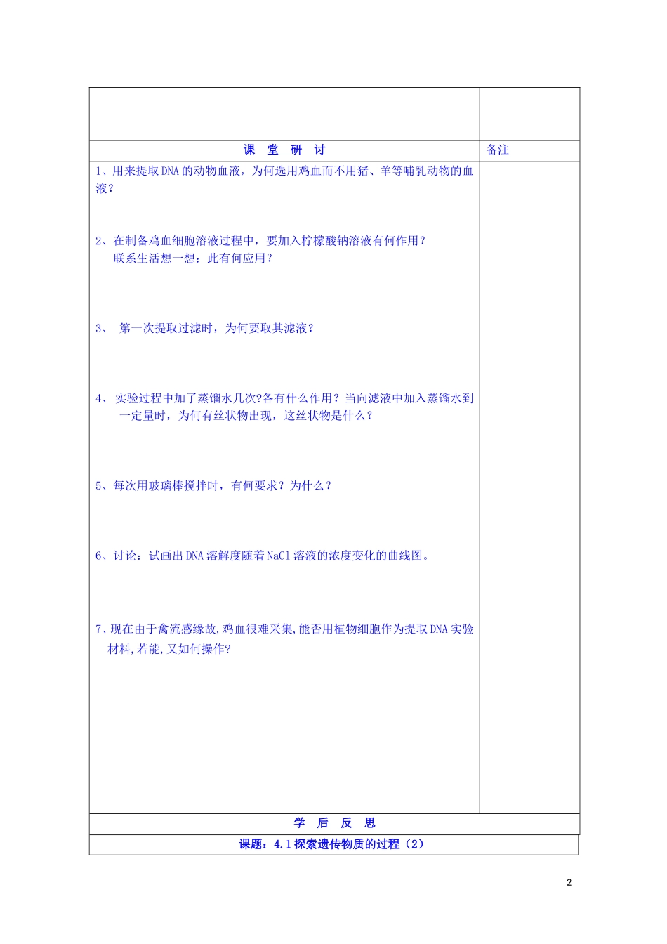 江苏省苏州市第五中学2013-2014学年高中生物 4.1探索遗传物质的过程（2）同步导学案 苏教版必修2_第2页