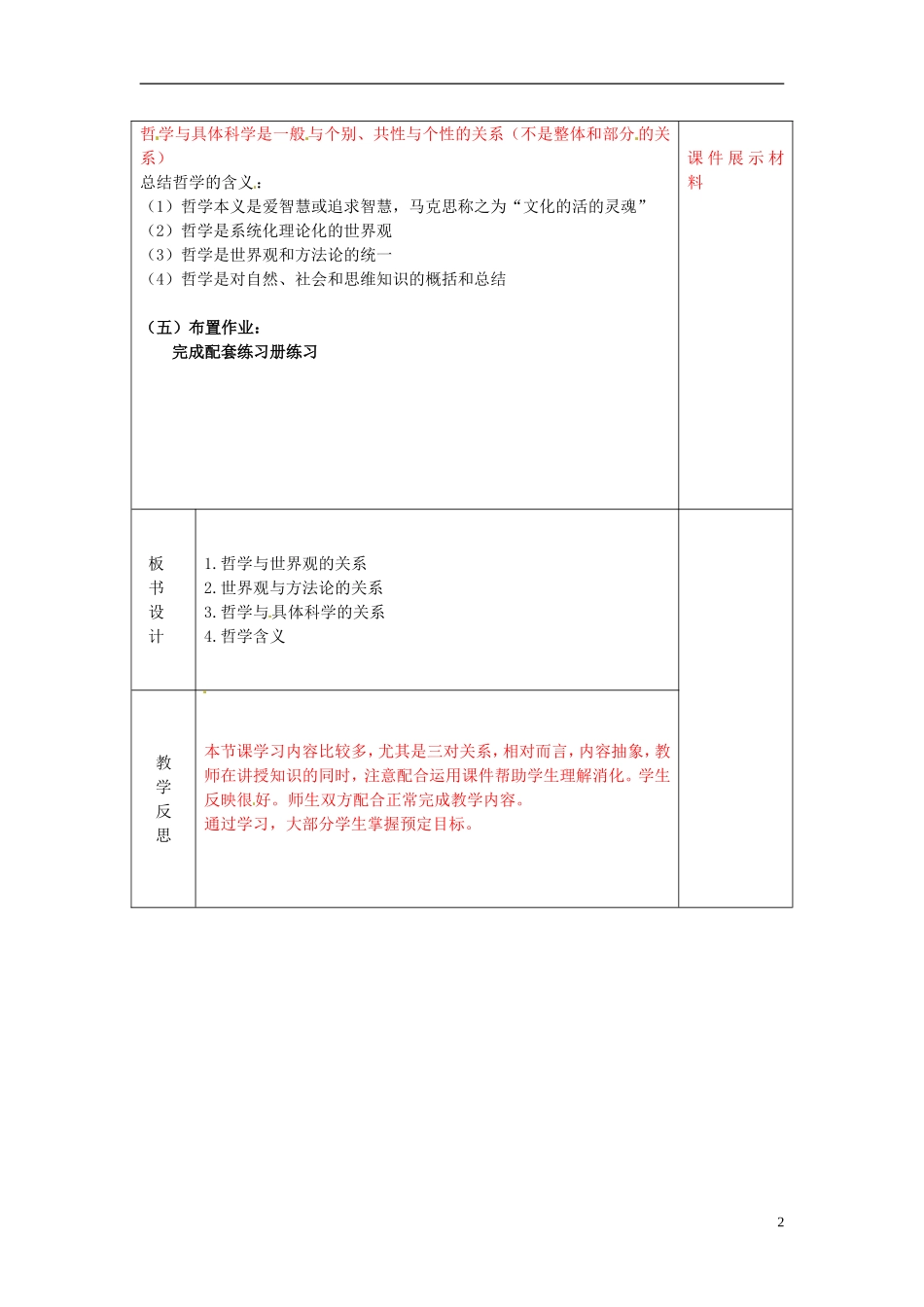 江苏省连云港市海滨中学高中政治 1.2 关于世界观的学说教学案 新人教版必修4_第2页