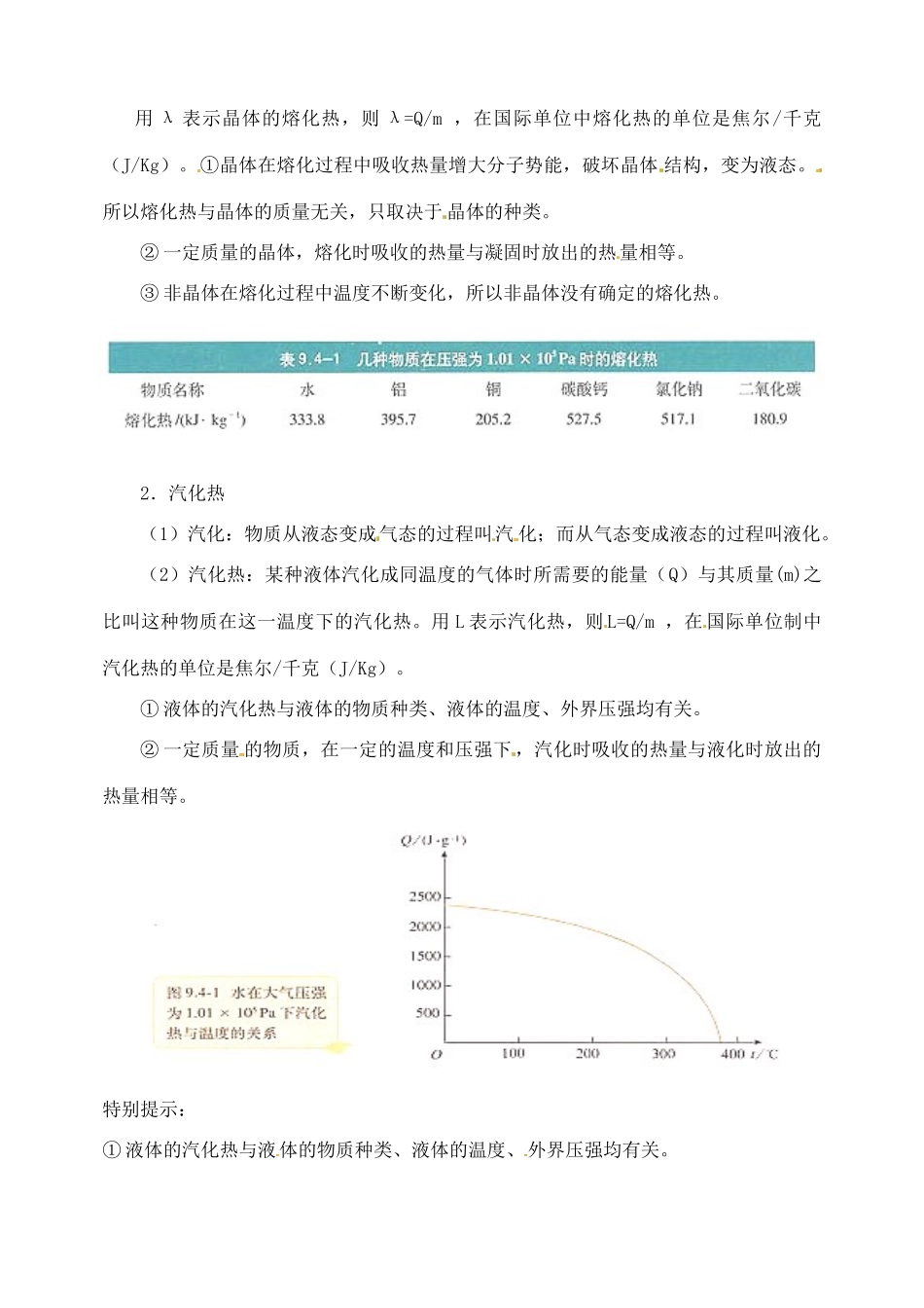 江苏省西亭高级中学2014年高中物理《9.4 物态变化中的能量交换》教案 新人教版选修3-3_第2页