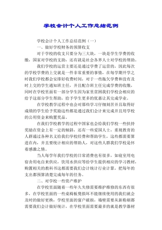 学校会计个人工作总结范例