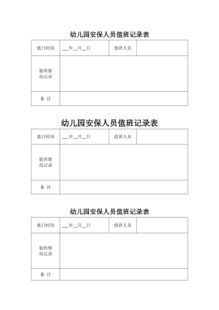 学校保安值班记录表