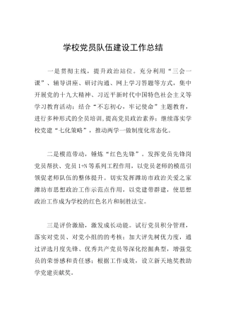 学校党员队伍建设工作总结