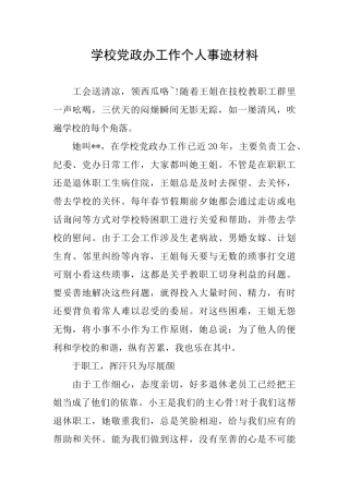 学校党政办工作个人事迹材料