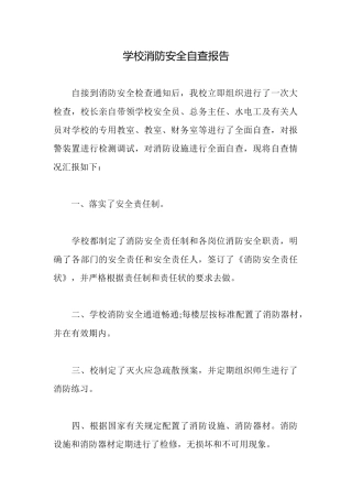 学校消防安全自查报告