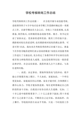 学校考核转岗工作总结