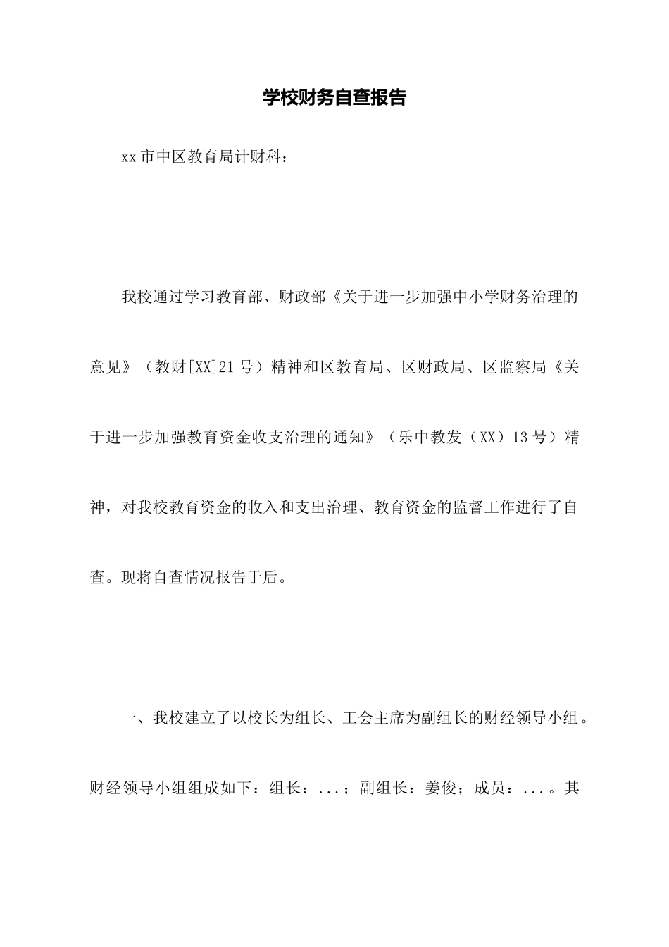 学校财务自查报告_第1页