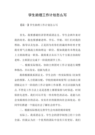 学生助理工作计划怎么写