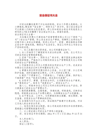 安全保证书大全